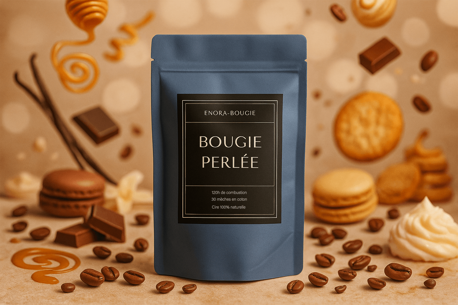 Bougie perlée de cire | Parfums Bougie Gourmands
