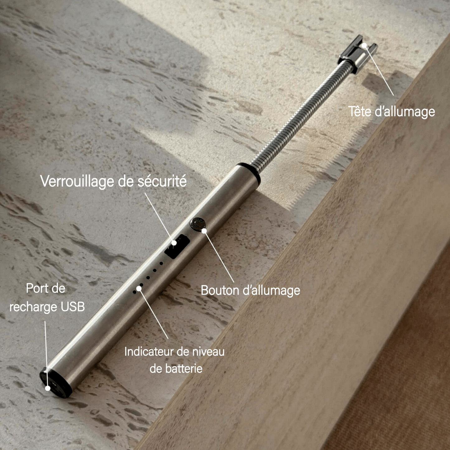 Briquet à bougie électrique rechargeable | enora-bougie