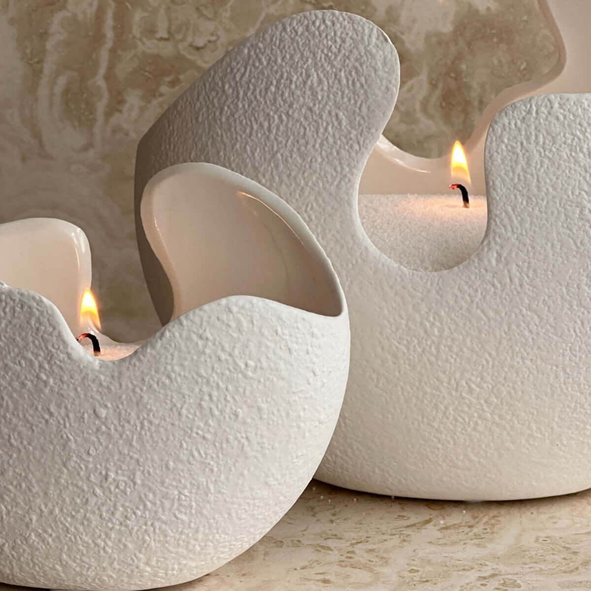 Photophore en céramique blanche | Bougeoir pour bougie