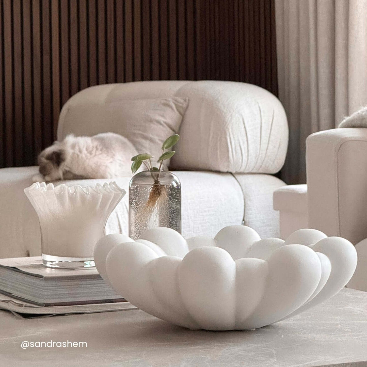 Photophore en céramique pétale | Bougeoir pour bougie